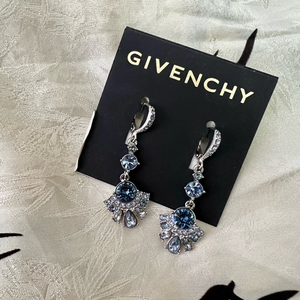 Givenchy Silver and Blue Dangle Earrings